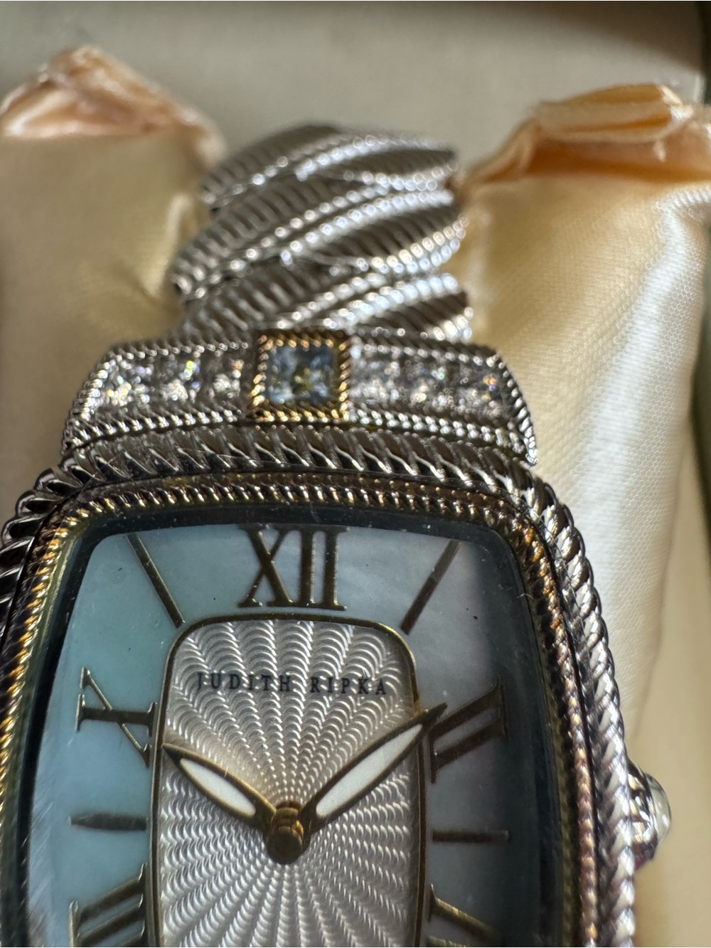 Judith Ripka Blue Topaz & Mother-ofPearl Stainless Steel Watch w/Quartz Movement - Picture 4 of 15